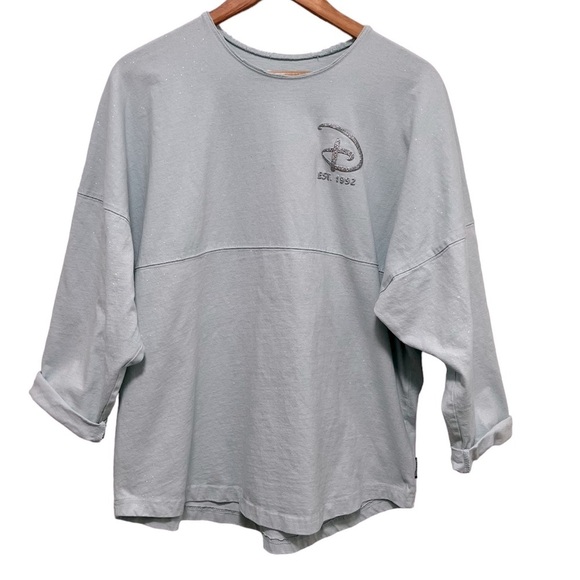 DISNEYLAND Paris Spirt Jersey Frozen Arendal Aqua Glitter Blue Size Medium - Picture 2 of 7